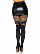 Ada Tights with Fishnet Accent One Size Black