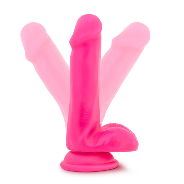 Neo 6" Cock & Balls-Neon Pink