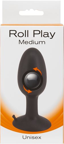 Roll Play Medium Butt Plug-Black silicone