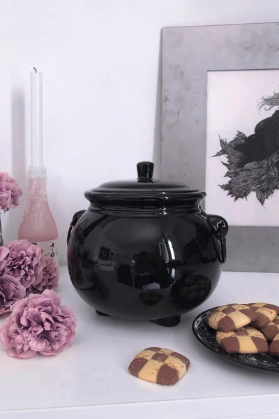 Cauldron Cookie Jar-Black