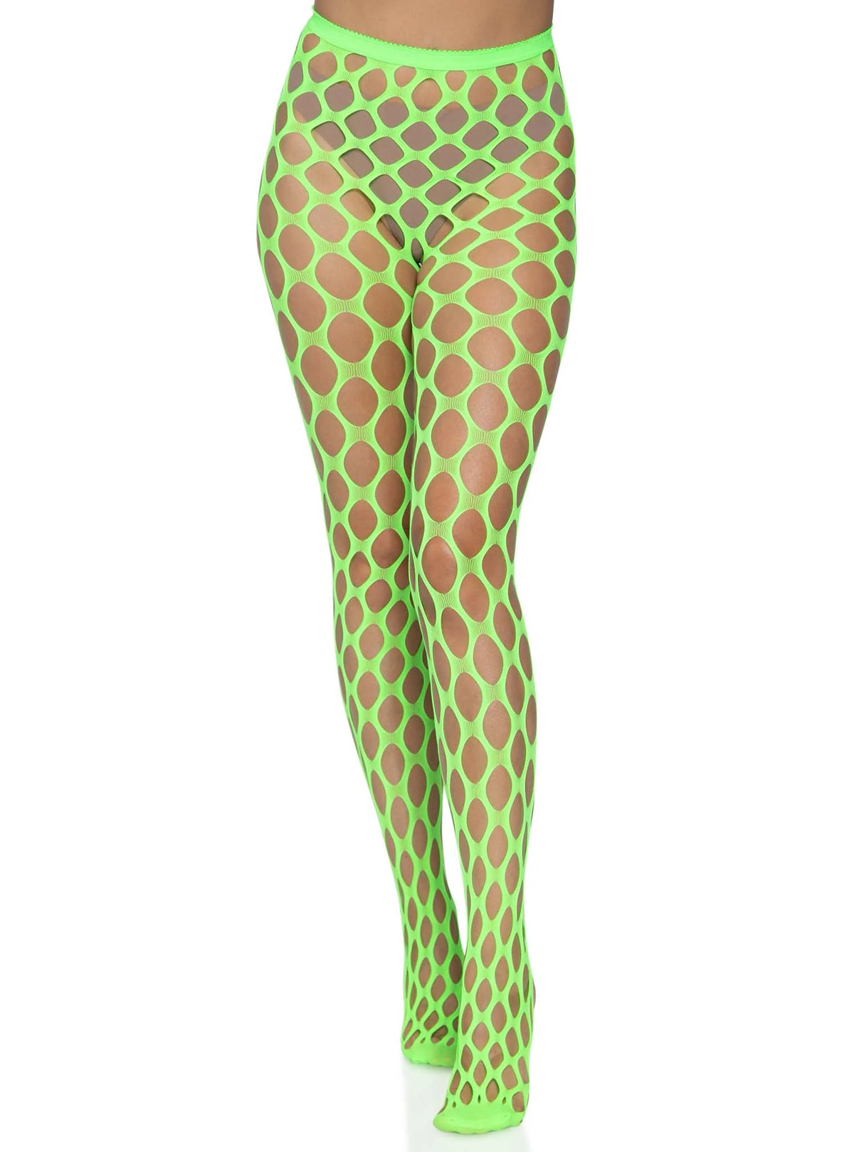 Ivy Pothole Net Tights- One Size Neon Green