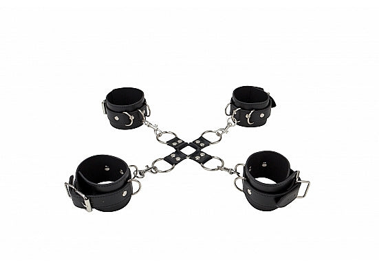Ouch Hand & Legcuffs-Black Leather