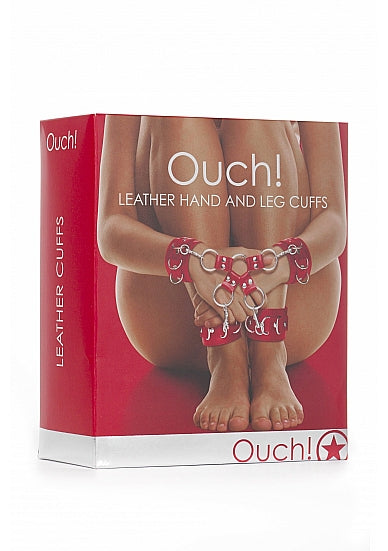 Ouch Hand & Legcuffs-Red Leather