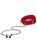 Ouch Velcro Collar-Red & Nipple Clamps