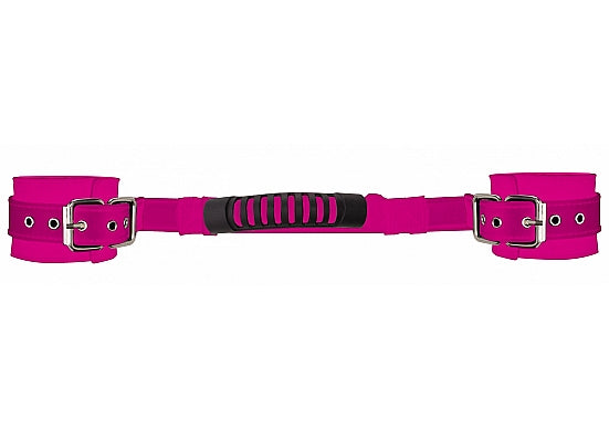 Ouch Adjustable Leather Handcuffs-Pink