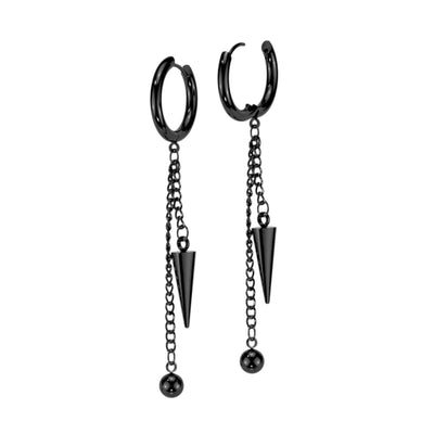 Earring: Surgical Steel Ball/Spike Chain- Black