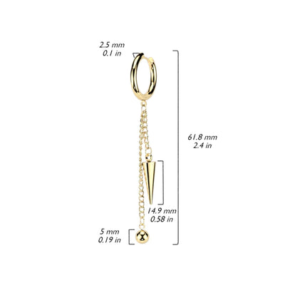 Earring: Surgical Steel Ball/Spike Chain- Black