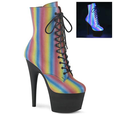7" Reflective Ankle Boot Rainbow Size 6