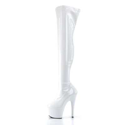 7" Stretch Thigh High Boot White Size 7