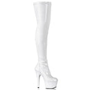 7" Stretch Thigh High Boot White Size 6