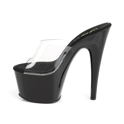 7" Peep Toe Slide Black/Clear Size 12