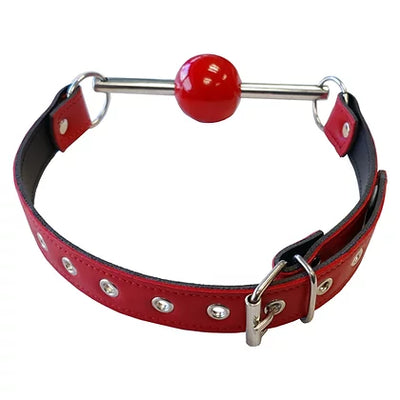 Rouge Ball Gag Sterling Steel Rod-Red