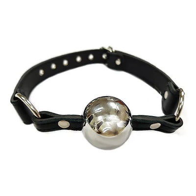 Rouge Leather Ball Gag-Stainless Steel Ball