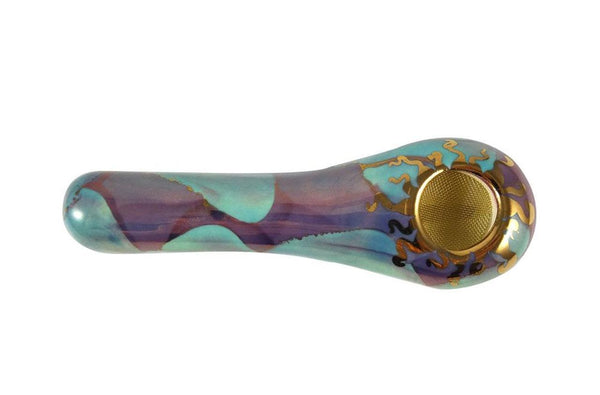 Pipe: Porcelain Spoon-Turquoise/Purple
