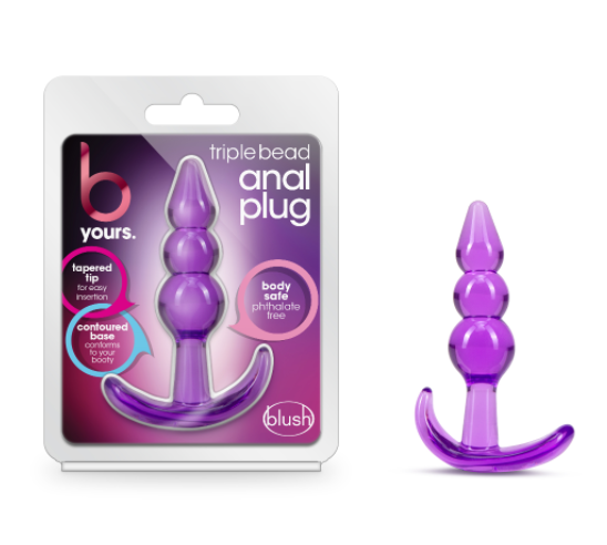 B Yours Triple Bead Plug-Purple