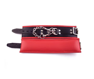 Rouge Padded Leather Cuffs-Red/Red
