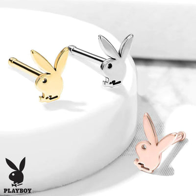 Nose Pin: Surgical Steel Playboy Bunny-Gold