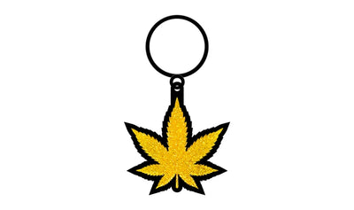 Keychain: Gold Glitter Leaf