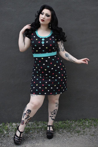 Sourpuss Multi Skulls Dress-Small