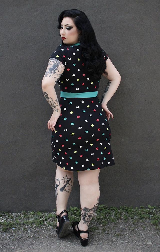 Sourpuss Multi Skulls Dress-Extra Large