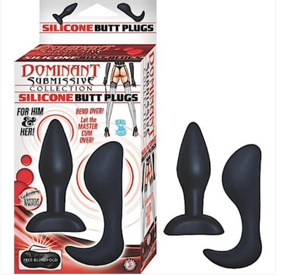 Dominant Submissive Butt Plugs-Black Silicone