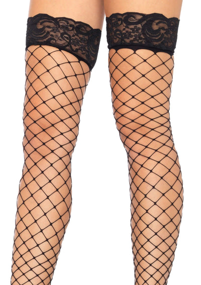 Oda Net Thigh High Stockings- One Size Black