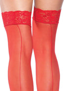 Nuna Sheer Thigh High Stockings- One Size Red