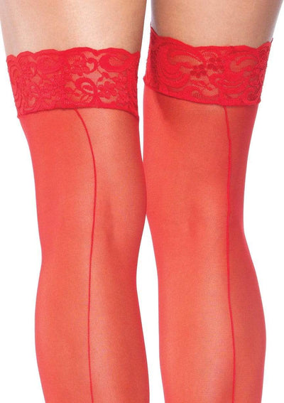 Nuna Sheer Thigh High Stockings- One Size Red