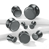 Plug: 4ga Organic Natural Stone Hematite Double Flared Saddle Plugs