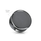 Plug: 4ga Organic Natural Stone Hematite Double Flared Saddle Plugs