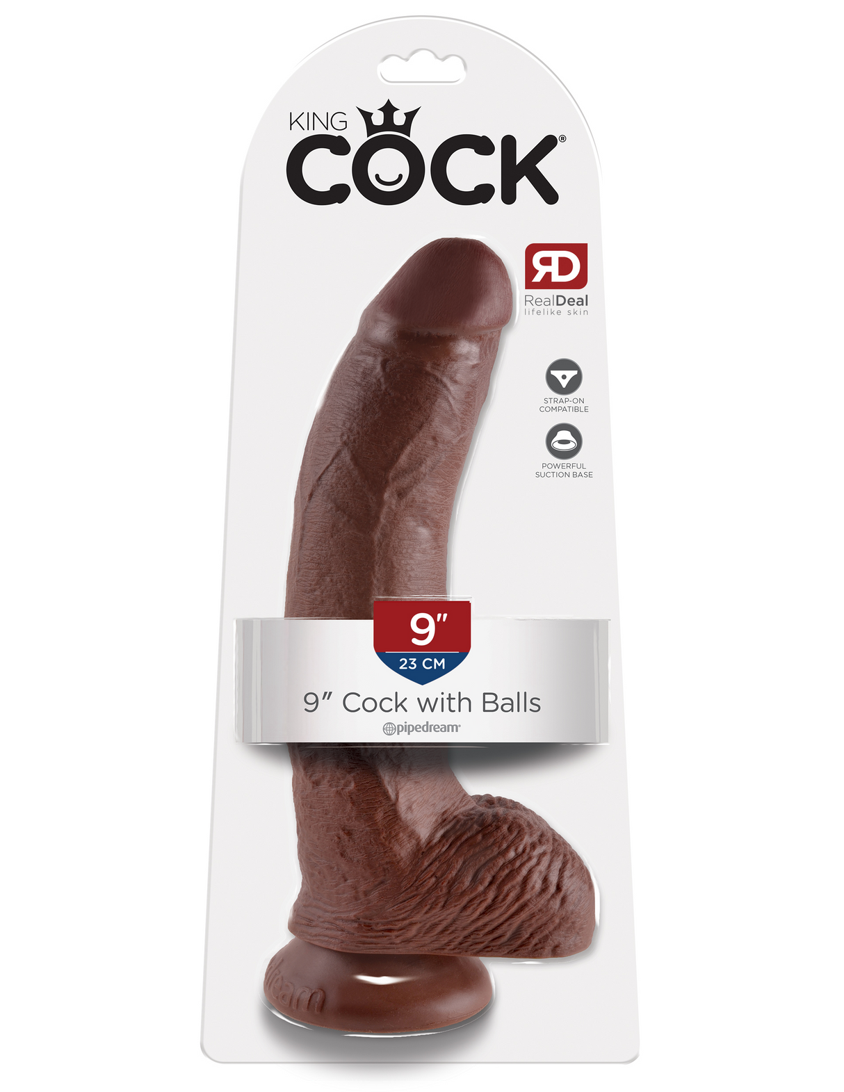 King Cock 9" with Balls - Brown
