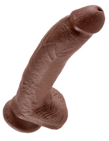 King Cock 9" with Balls - Brown