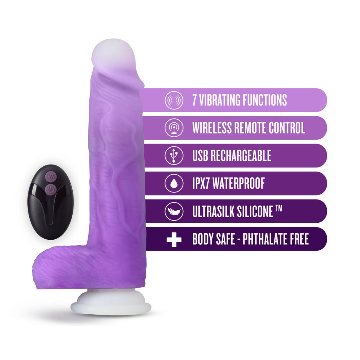Neo Elite Encore Vibrating Dong-Purple