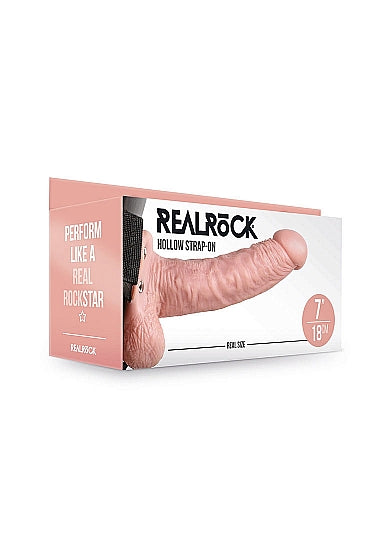 Strap On Hollow w/Balls 7" - White