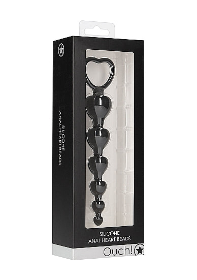 Ouch Anal Heart Beads-Black