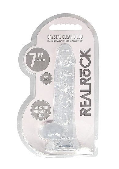 Real Rock 7" Dildo with Balls-Clear