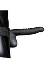 Strap On Ribbed Hollow w/Balls 8" - Black