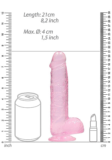 Real Rock 8" Dildo with Balls-Pink