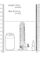 Real Rock 7" Dildo with Balls-Clear