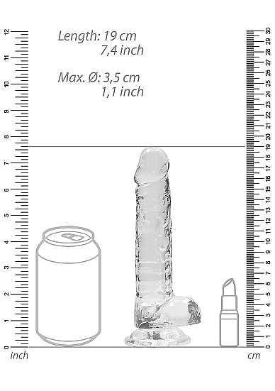 Real Rock 7" Dildo with Balls-Clear