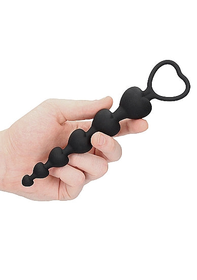 Ouch Anal Heart Beads-Black