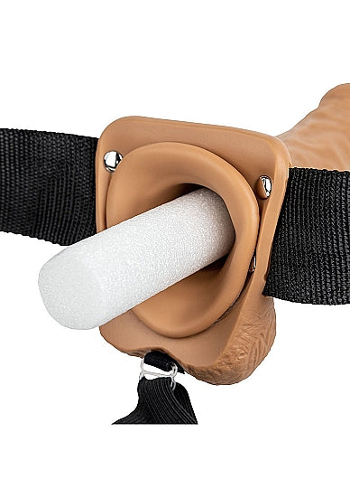 Strap-On Hollow with Balls 9"-Tan