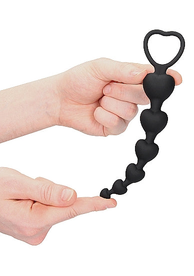 Ouch Anal Heart Beads-Black