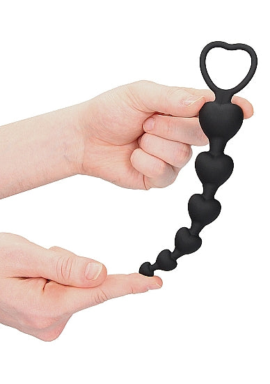 Ouch! Anal Heart Beads - Black