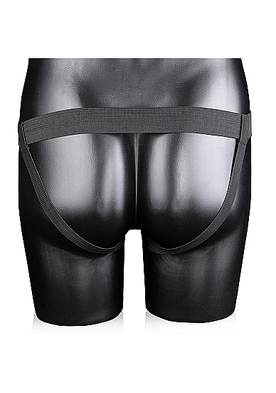 Strap On Ribbed Hollow w/Balls 8" - Black