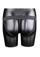 Strap On Ribbed Hollow w/Balls 8" - Black