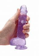 Real Rock 6" Dildo with Balls-Purple