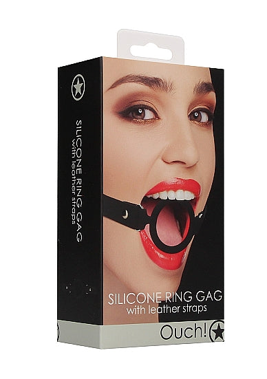 Ouch Silicone Ring Gag with Leather Straps