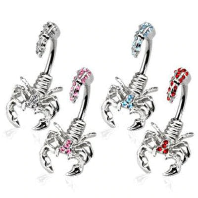 Belly Ring: Surgical Steel Gem Scorpion-Blue
