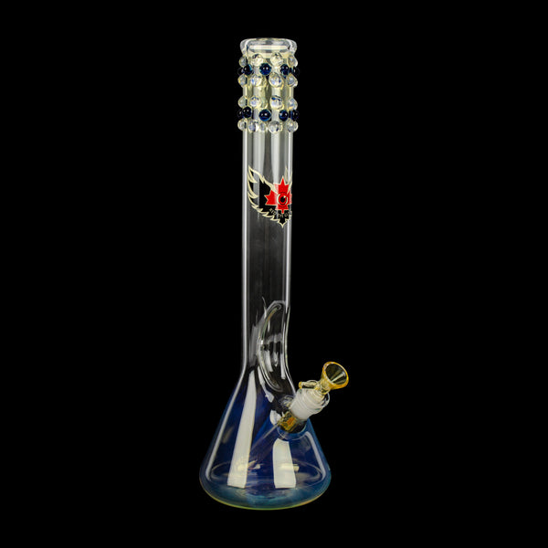 Bong: Red Eye 16" Tall Beaker with Blue Marbles - Colour Changing